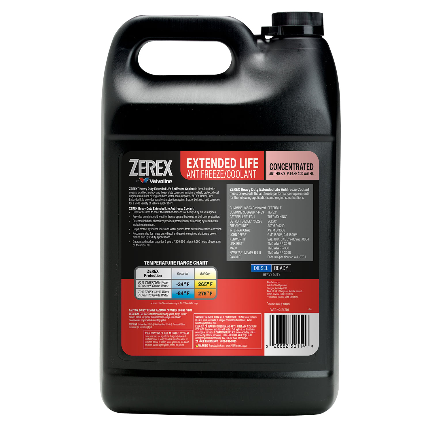 Zerex Heavy Duty Extended Life Antifreeze / Coolant - Valvoline Global Zerex Heavy Duty Extended Life Antifreeze / Coolant - Valvoline Global